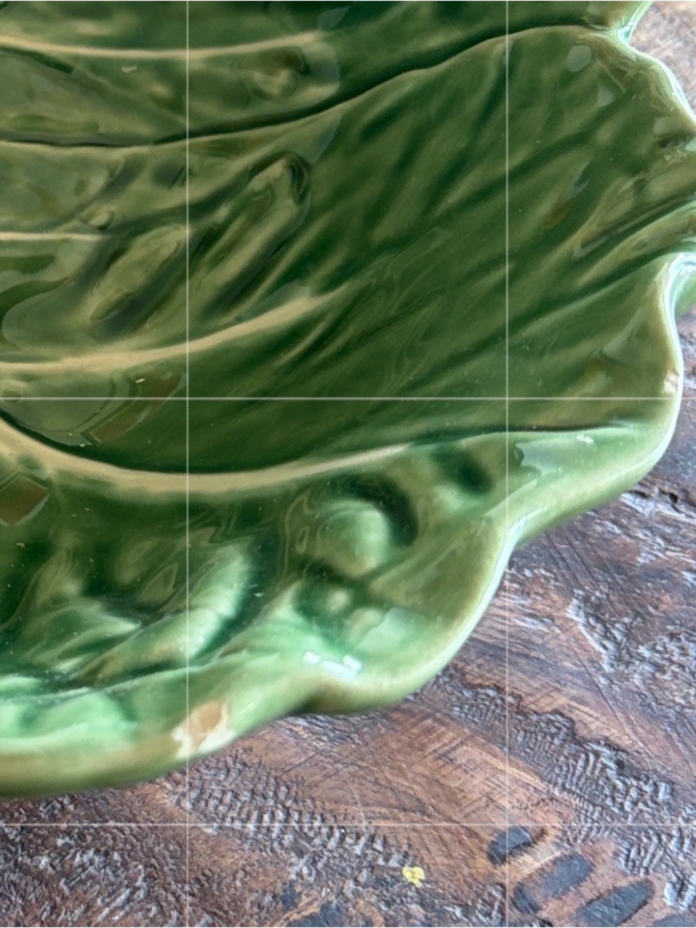 Bordallo Pinheiro Portugal Large Cabbage Serving Bowl Green Majolica 11" - Picture 6 of 6